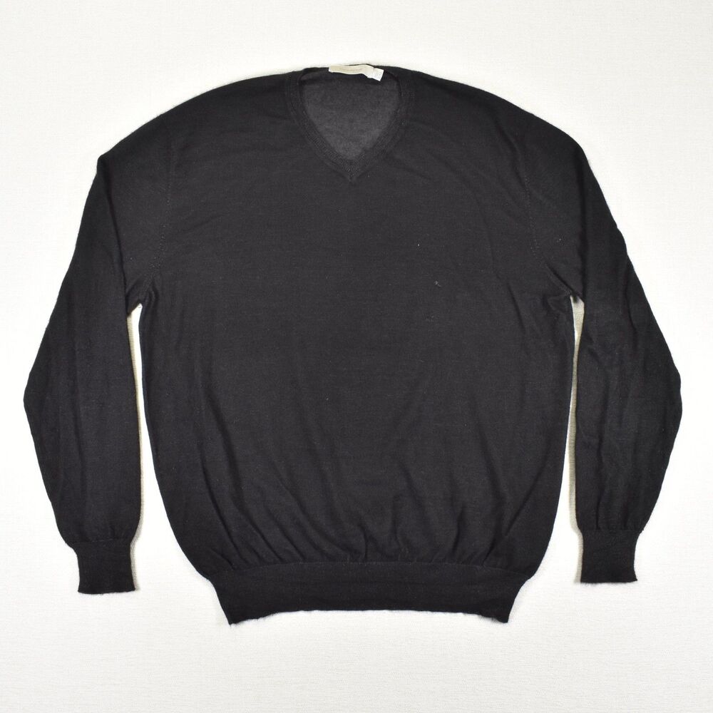 Ermenegildo Zegna Cashmere Silk Blend Sweater Large Black Made in Italy